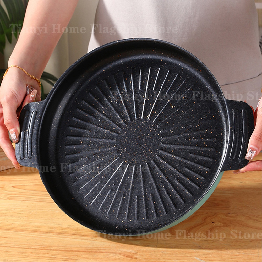Travel Kitchen Accessories - Okrągła patelnia grillowa z powłoką nieprzywierającą,