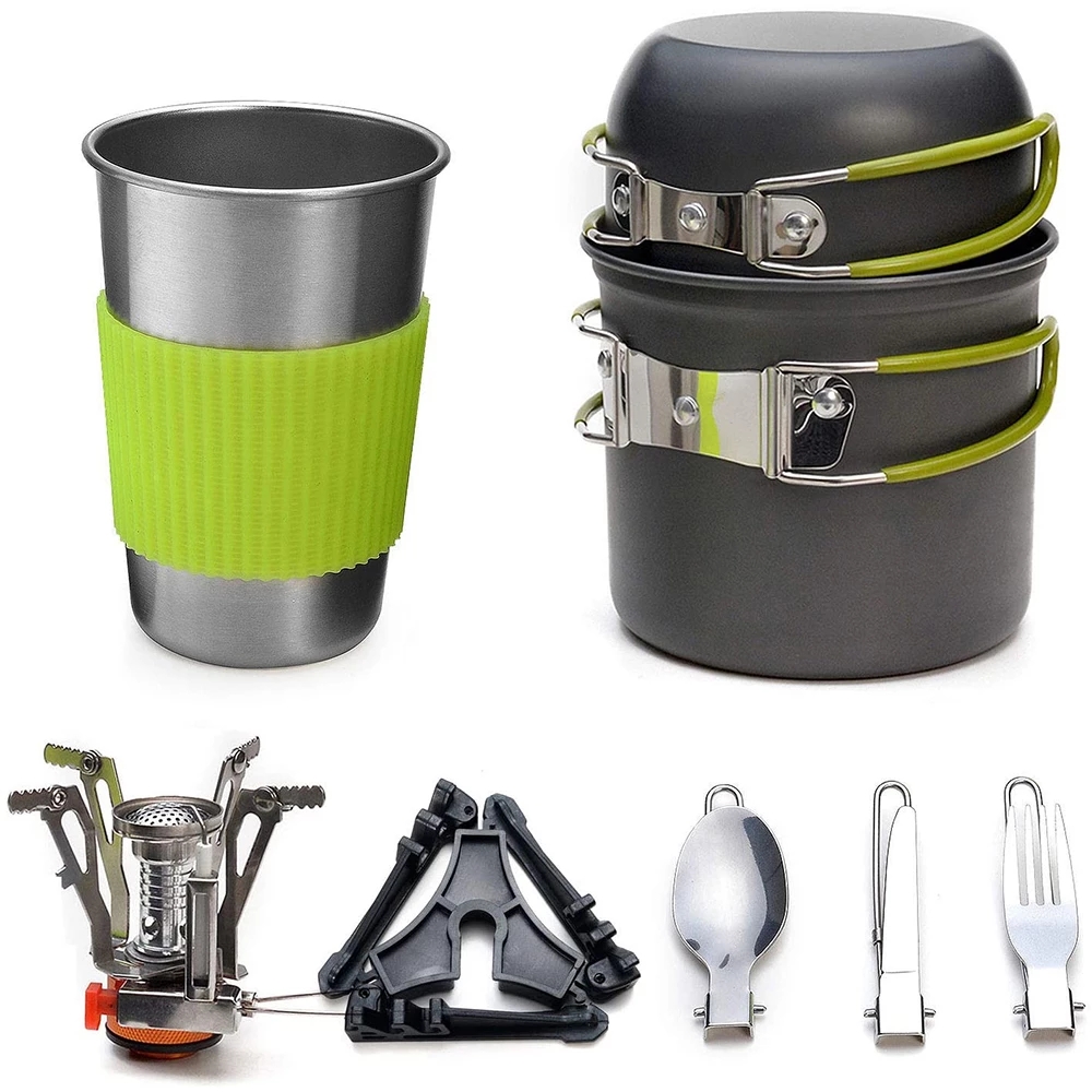 Travel Kitchen Accessories - Zestaw naczyń kempingowych z kuchenką Zestaw